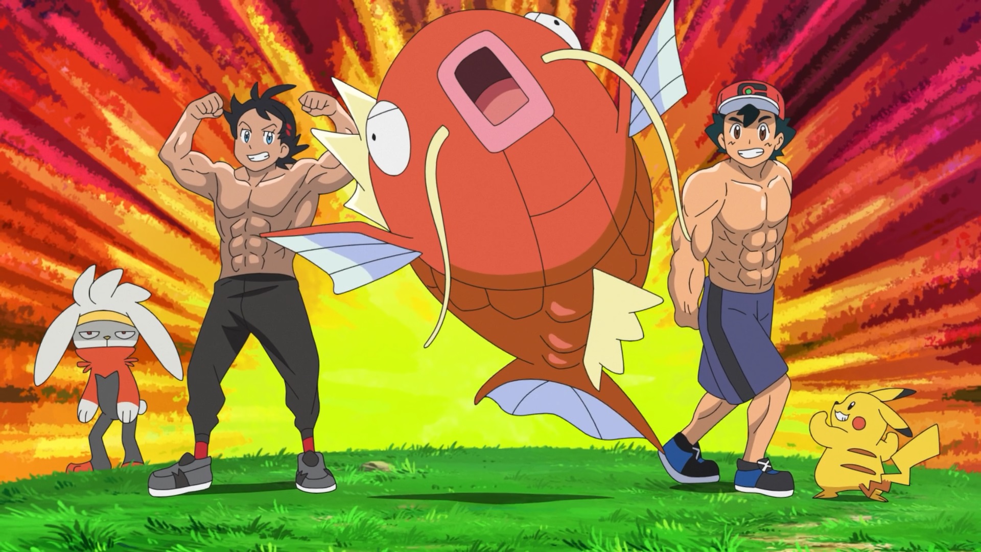 Pocket Monsters (2019) Episódio 17: O chute flamejante de Hibunny!  Trabalhando pelo amanhã! – Pokémon Mythology