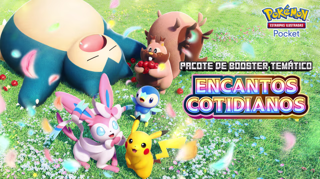 Faça um piquenique com seus amigos em Encantos Cotidianos, em Pokémon TCG Pocket!
